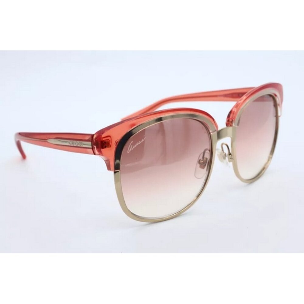 Authentic Gucci GG 4241/S EYUF5 Gold/Red Oval Sunglasses Pink Lenses 56mm - Picture 3 of 5